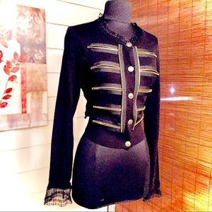 BEBE Ruffled Zip Sweater